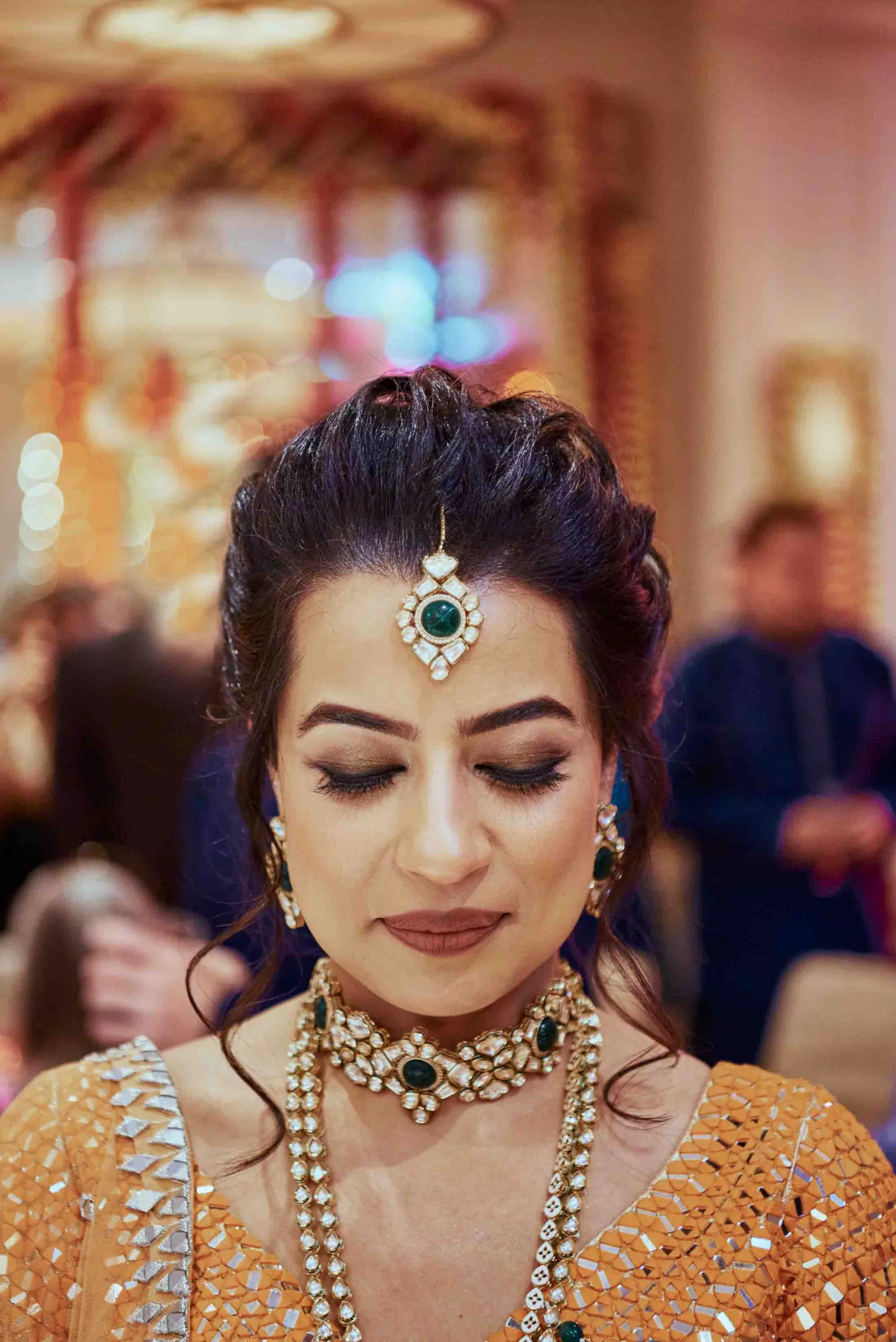 Bride during Sangeet in Dorset