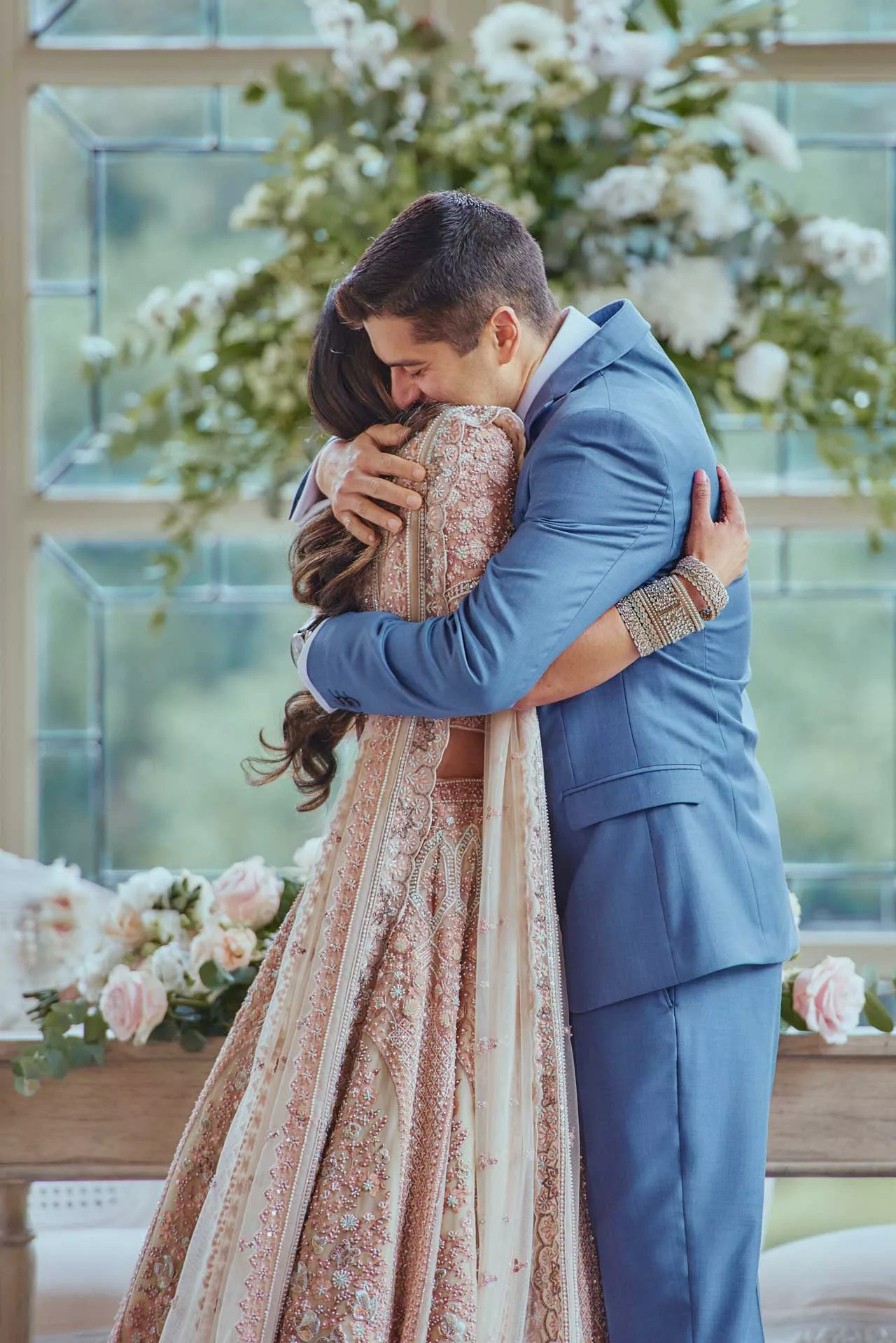 Bride & Groom ceremony during an Indian Fusion Wedding at Highcliffe Castle in Dorset