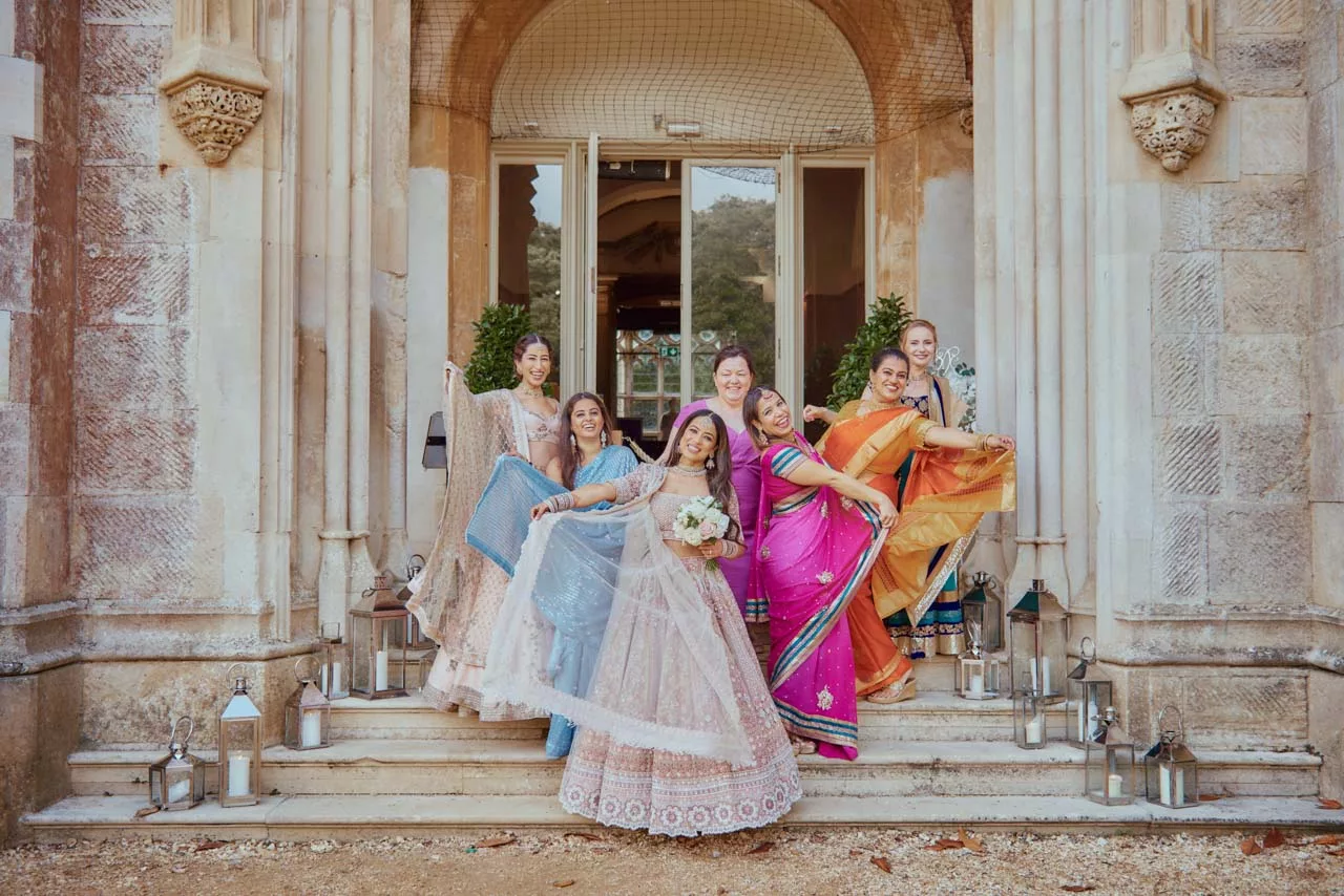 Wedding cake at Indian Fusion Wedding ceremony at Highcliffe Castle in Dorset