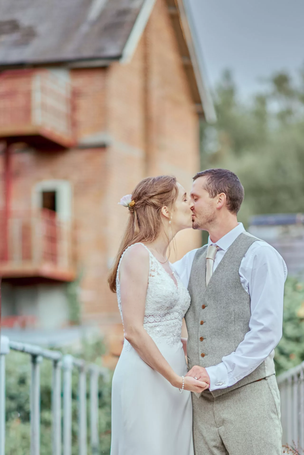 Natural documentary image of Bride and groom during their wedding at Sopley Mill