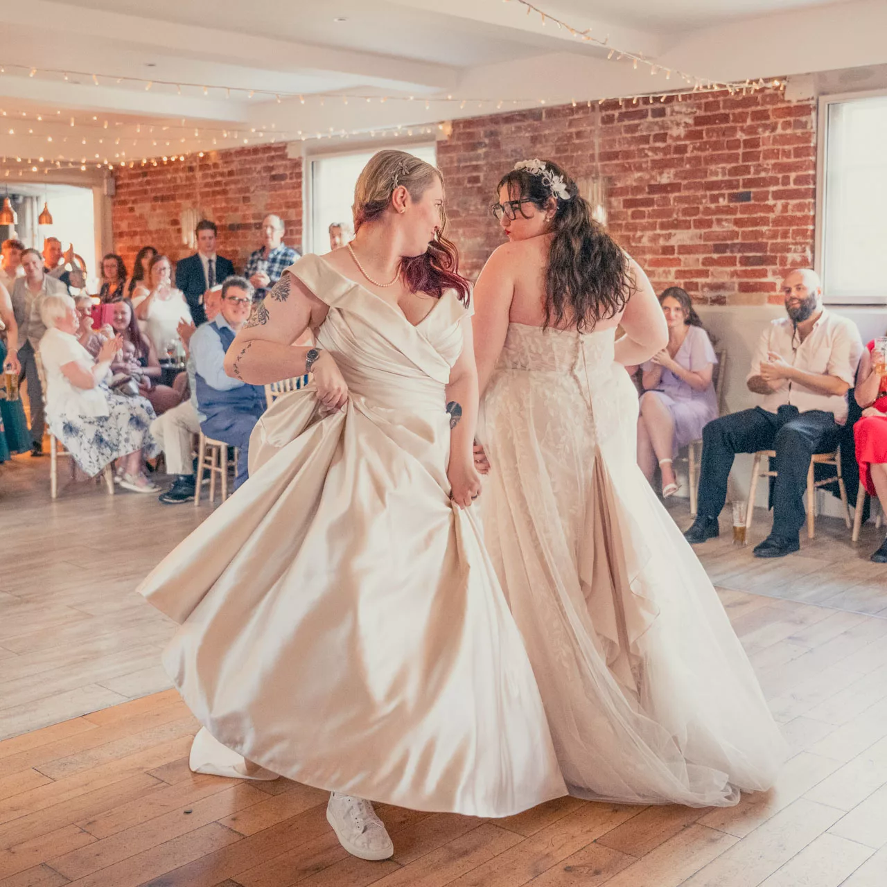 wo Brides first dance at Sopley Mill